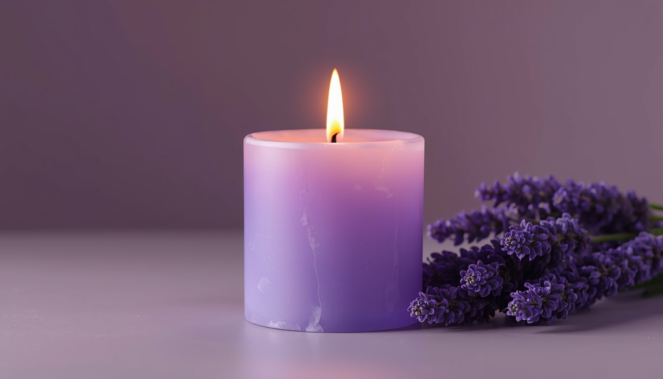 Lavender scented candle by Vorxyrelmrizao